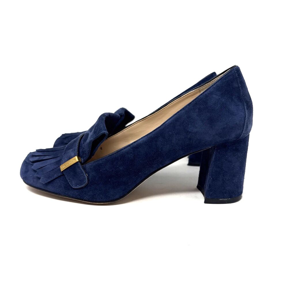 Vince Camuto Triss Suede Pump Womens Sz 8.5 Blue Haze Kiltie High Heel Loafer
